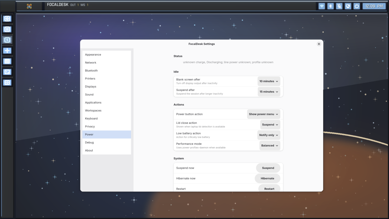 FocalDesk settings application